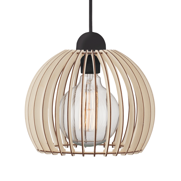 Pendelleuchte Chino - Holz massiv / Metall - 1-flammig - Durchmesser Lampenschirm: 25 cm