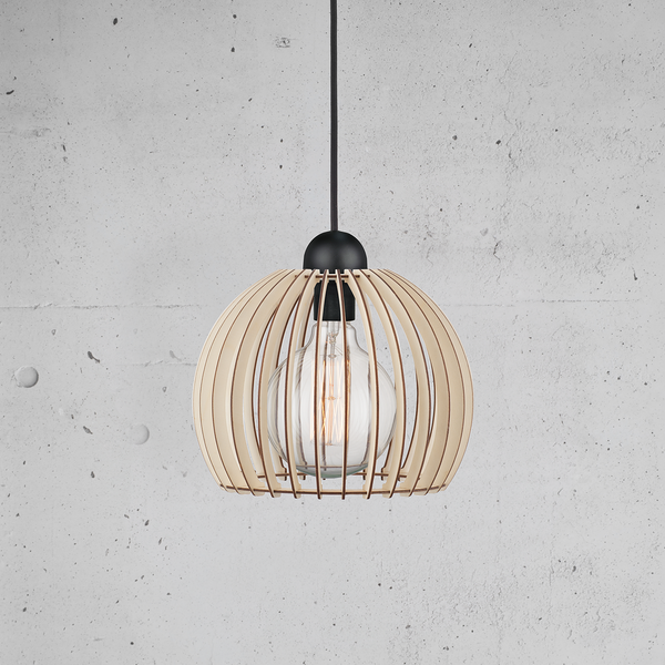 Pendelleuchte Chino - Holz massiv / Metall - 1-flammig - Durchmesser Lampenschirm: 25 cm