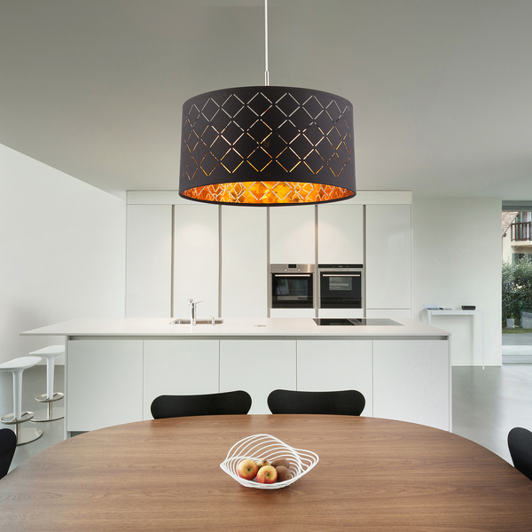 Pendelleuchte Clarke I - Webstoff / Aluminium - 1-flammig