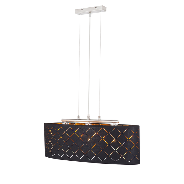 Pendelleuchte Clarke II - Webstoff / Aluminium - 3-flammig