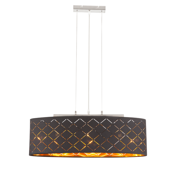 Pendelleuchte Clarke II - Webstoff / Aluminium - 3-flammig