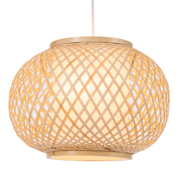 Pendelleuchte Himo II - Bambus / Webstoff - 1-flammig