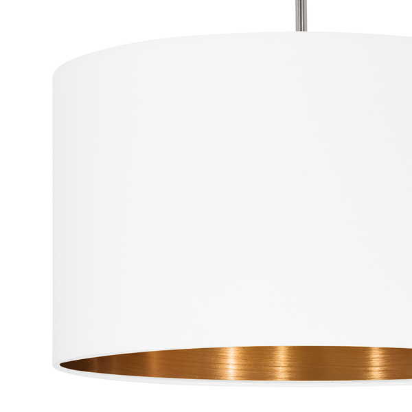 Pendelleuchte Pasteri I - Webstoff / Stahl - 1-flammig - Weiß - Durchmesser: 38 cm