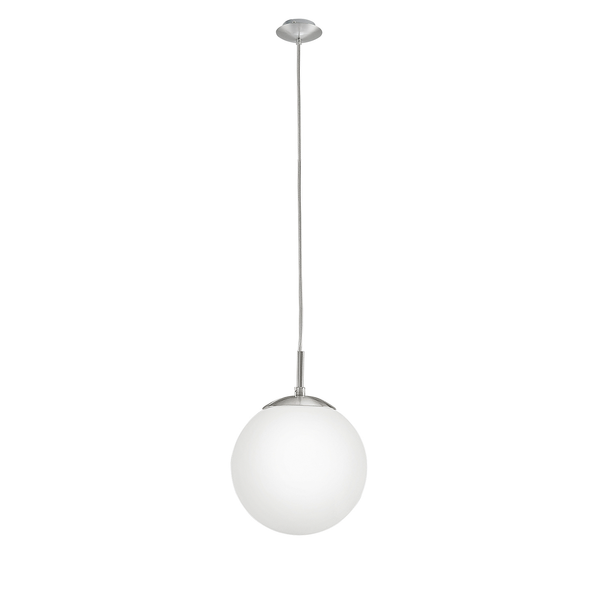 Pendelleuchte Rondo Opal - Opalglas / Stahl - 1-flammig - Durchmesser: 20 cm