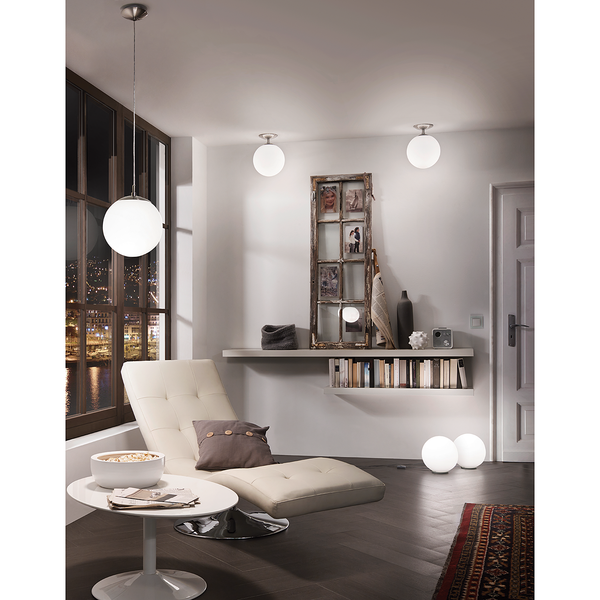 Pendelleuchte Rondo Opal - Opalglas / Stahl - 1-flammig - Durchmesser: 25 cm