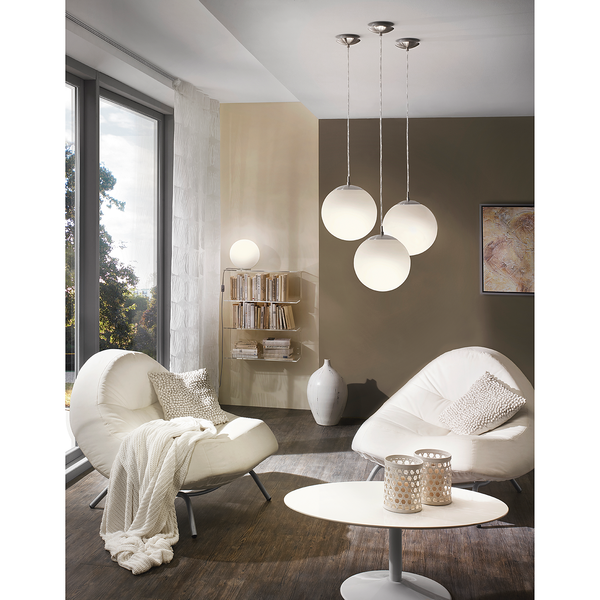 Pendelleuchte Rondo Opal - Opalglas / Stahl - 1-flammig - Durchmesser: 30 cm