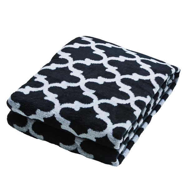Plaid Milano Barock - Mischgewebe - Schwarz / Silber