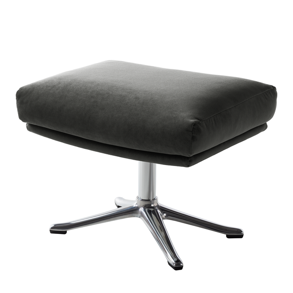 Hocker HEPBURN mit Kreuzfuß - Samt Shyla: Rauchgrün - Chrom glänzend