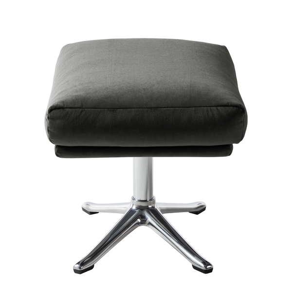 Hocker HEPBURN mit Kreuzfuß - Samt Shyla: Rauchgrün - Chrom glänzend