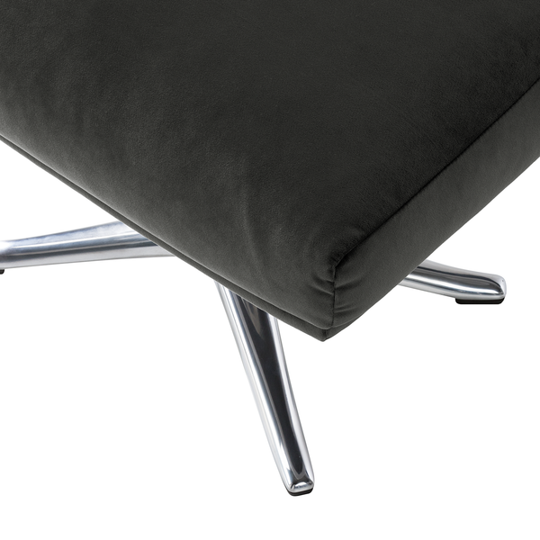 Hocker HEPBURN mit Kreuzfuß - Samt Shyla: Rauchgrün - Chrom glänzend