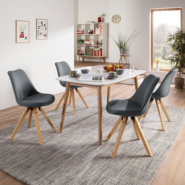 Polsterstuhl ALEDAS - Webstoff Cors: Dunkelgrau - Braun - 2er Set