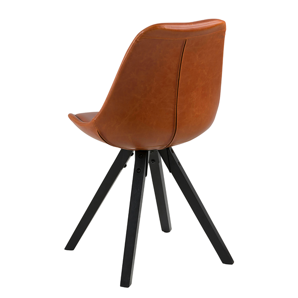 Polsterstuhl ALEDAS Kunstleder - Kunstleder / Gummibaum massiv - Cognac / Schwarz - 2er Set
