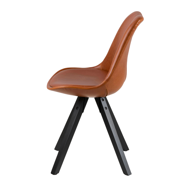 Polsterstuhl ALEDAS Kunstleder - Kunstleder / Gummibaum massiv - Cognac / Schwarz - 2er Set