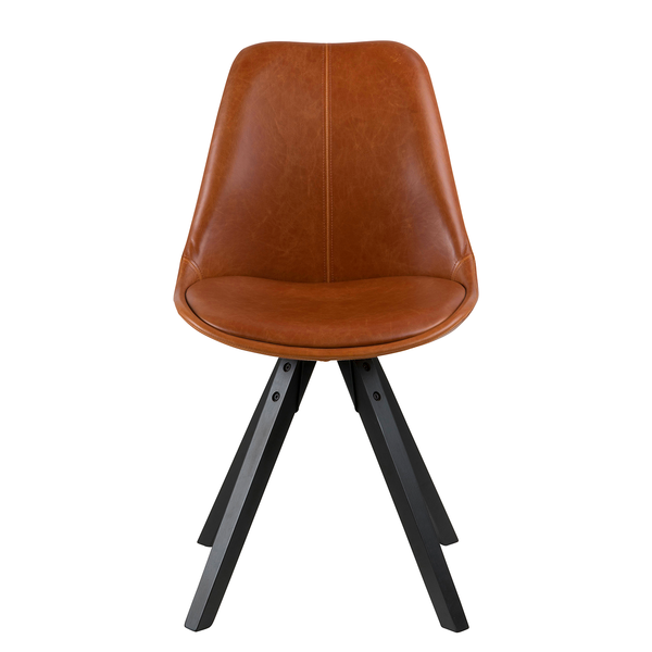 Polsterstuhl ALEDAS Kunstleder - Kunstleder / Gummibaum massiv - Cognac / Schwarz - 2er Set