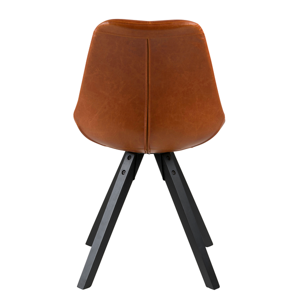 Polsterstuhl ALEDAS Kunstleder - Kunstleder / Gummibaum massiv - Cognac / Schwarz - 2er Set