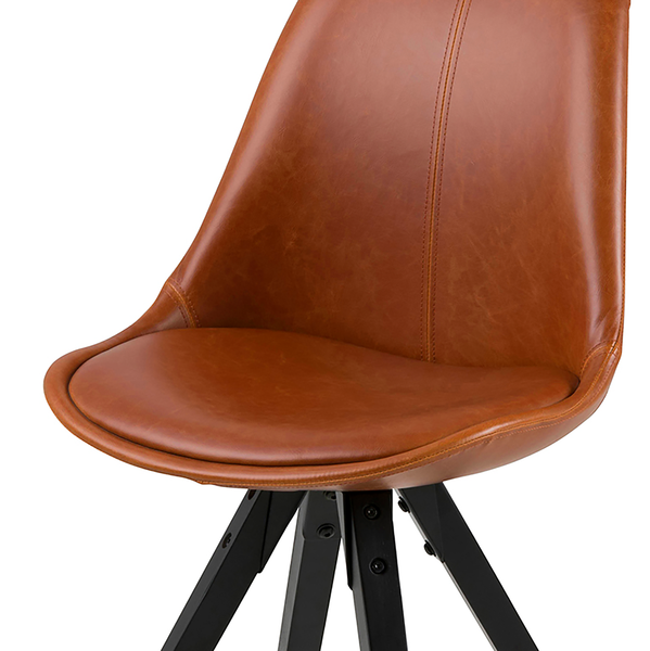 Polsterstuhl ALEDAS Kunstleder - Kunstleder / Gummibaum massiv - Cognac / Schwarz - 2er Set