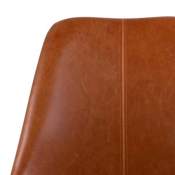 Polsterstuhl ALEDAS Kunstleder - Kunstleder / Gummibaum massiv - Cognac / Schwarz - 2er Set