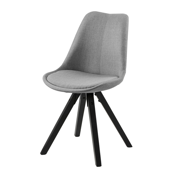Polsterstuhl ALEDAS - Webstoff Cors: Granit - Schwarz - 2er Set