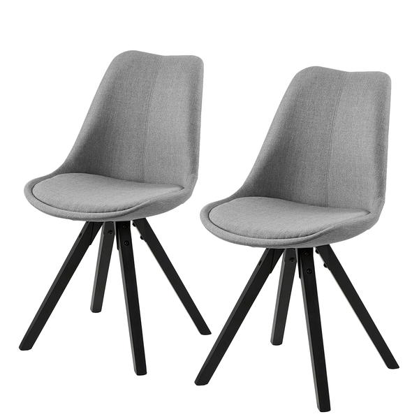 Polsterstuhl ALEDAS - Webstoff Cors: Granit - Schwarz - 2er Set