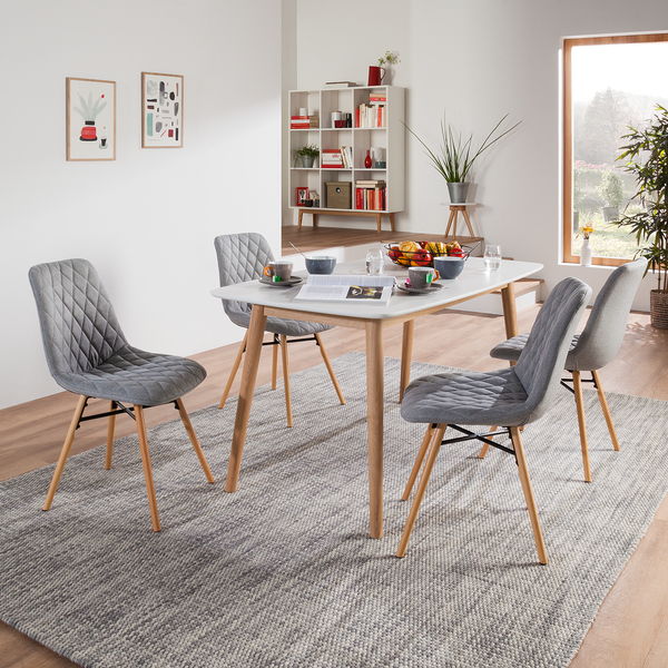 Polsterstuhl Farelas - Webstoff / Buche massiv - Webstoff Cors: Granit - 2er Set