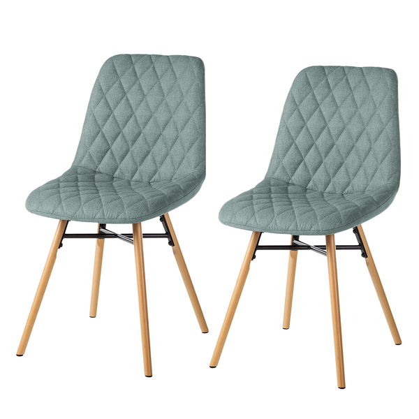 Polsterstuhl FARELAS - Webstoff / Buche massiv - Webstoff Cors: Mintgrau - 2er Set