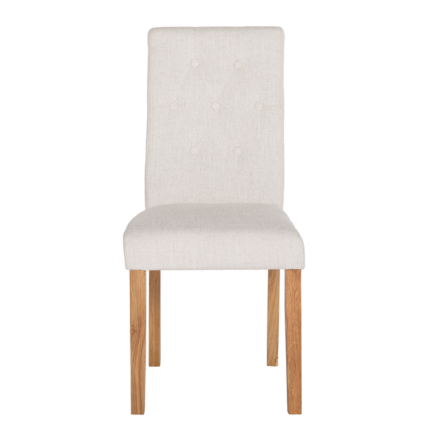 Polsterstuhl Jeanne (2er-Set) - Webstoff /  Eiche massiv - Creme