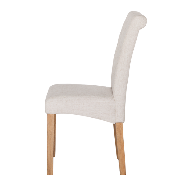 Polsterstuhl Jeanne (2er-Set) - Webstoff /  Eiche massiv - Creme