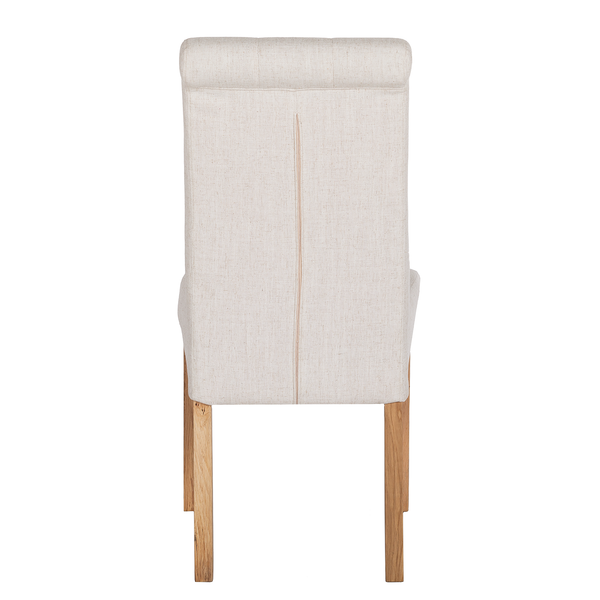 Polsterstuhl Jeanne (2er-Set) - Webstoff /  Eiche massiv - Creme