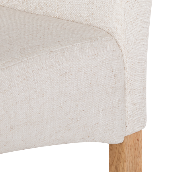 Polsterstuhl Jeanne (2er-Set) - Webstoff /  Eiche massiv - Creme