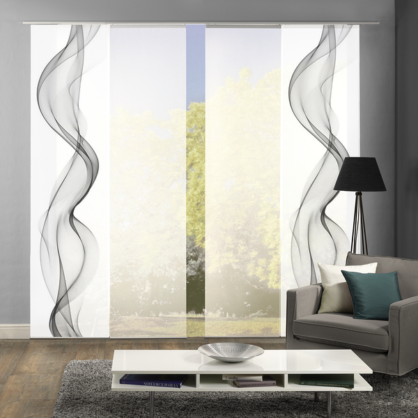 Schiebevorhang Alberta I (4er- Set) - Grau - Textil - 60 x 245 x 245 cm