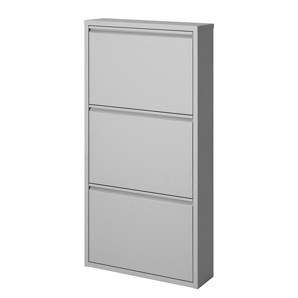Schuhkipper Cabinet - Metall Aluminiumfarben - 3 Klappen - Höhe: 103 cm