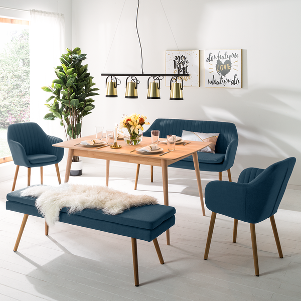 Armlehnenstuhl TILANDA Typ A - Webstoff Cors: Jeansblau - 1er Set