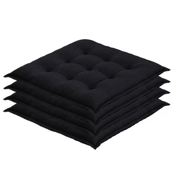 Sitzkissen Garden Basic (4er-Set) - Webstoff - Schwarz