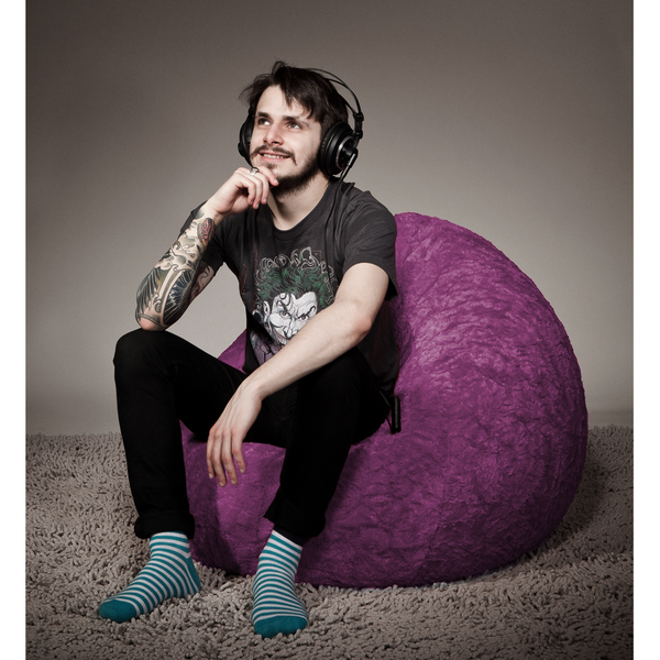 Sitzsack Fluffy XL - Webplüsch - Aubergine