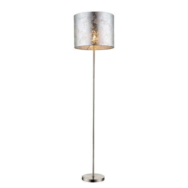 Stehleuchte Amy I - Webstoff / Metall - 1-flammig - Silber / Nickel