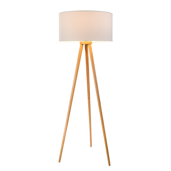 Stehleuchte Tripod Stabilo - Massivholz / Webstoff - 1-flammig