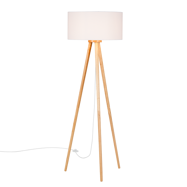 Stehleuchte Tripod Stabilo - Massivholz / Webstoff - 1-flammig
