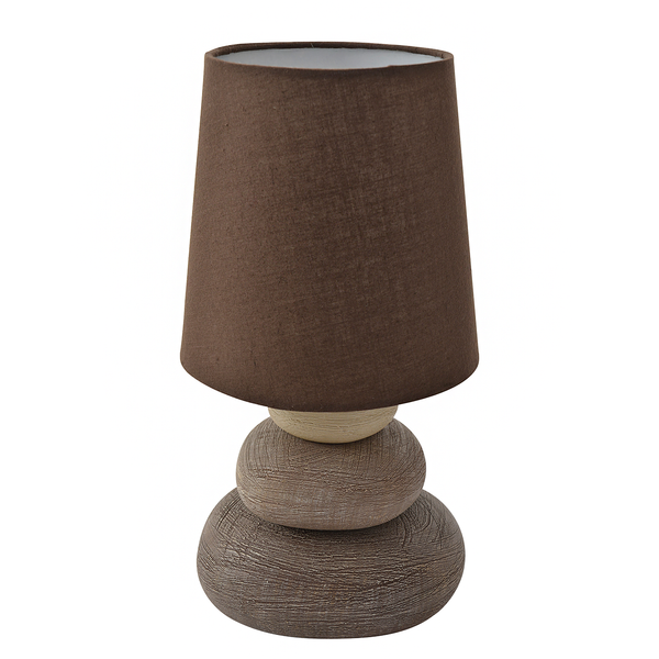 Stoff-Tischleuchte Stony Braun - Stoff - 1-flammig