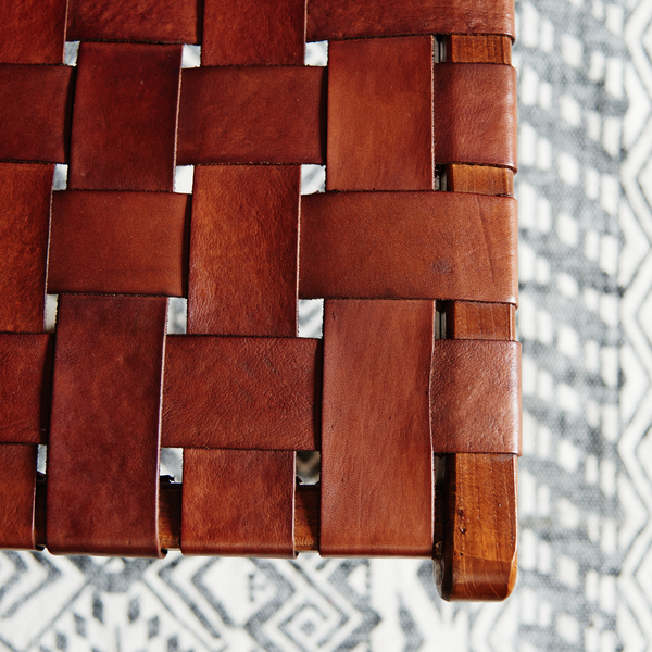 Stuhl BOURBOURG - Echtleder / Teak massiv - Braun / Teak