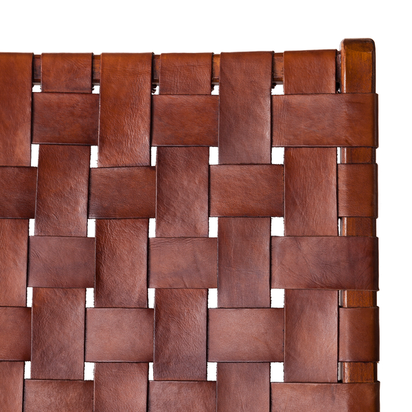 Stuhl BOURBOURG - Echtleder / Teak massiv - Braun / Teak