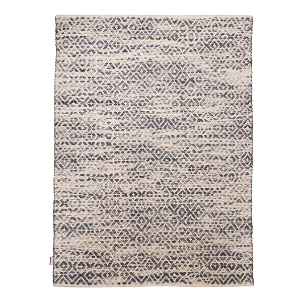 Wollteppich Smooth Comfort Diamond - Schurwolle / Baumwolle - Grau - 65 x 135 cm