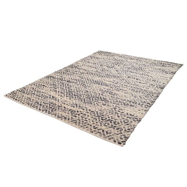 Wollteppich Smooth Comfort Diamond - Schurwolle / Baumwolle - Grau - 65 x 135 cm
