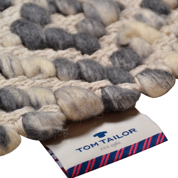 Wollteppich Smooth Comfort Diamond - Schurwolle / Baumwolle - Grau - 65 x 135 cm