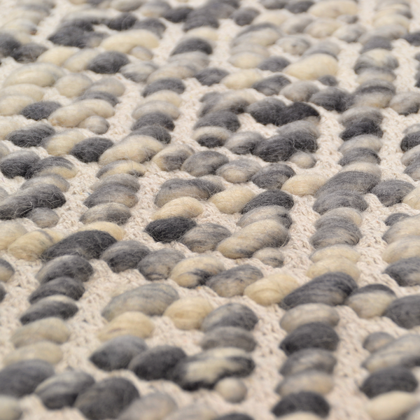 Wollteppich Smooth Comfort Diamond - Schurwolle / Baumwolle - Grau - 65 x 135 cm