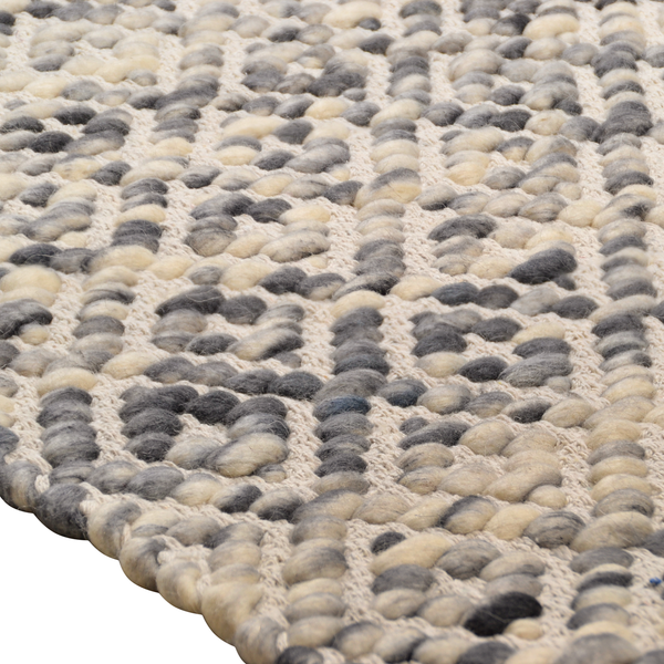 Wollteppich Smooth Comfort Diamond - Schurwolle / Baumwolle - Grau - 65 x 135 cm