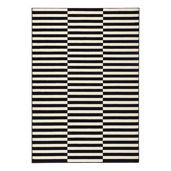 Teppich Panel - Kunstfaser - Schwarz / Creme - 160 x 230 cm