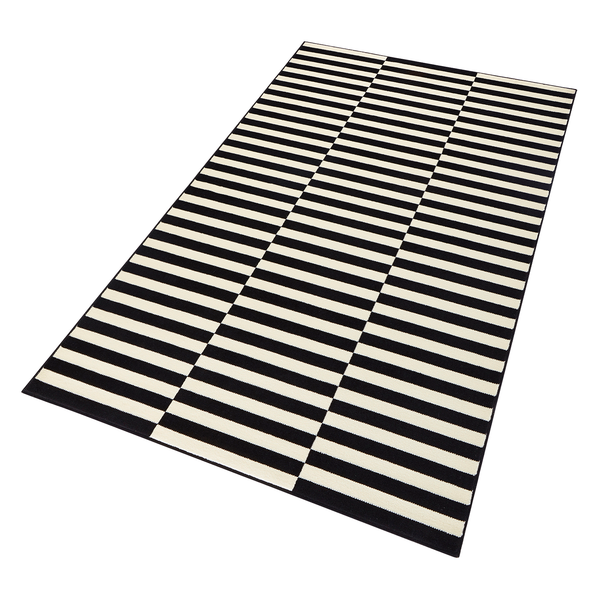 Teppich Panel - Kunstfaser - Schwarz / Creme - 160 x 230 cm