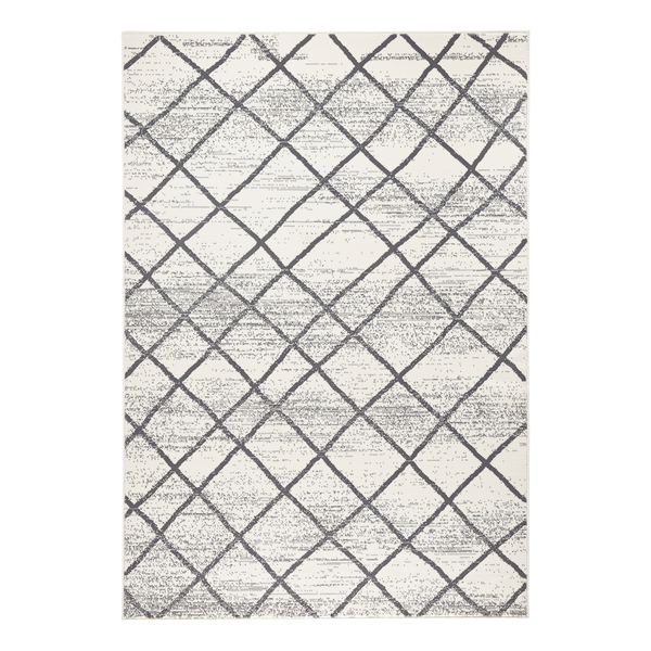 Teppich Rhombe - Kunstfaser - Creme / Anthrazit - 70 x 140 cm