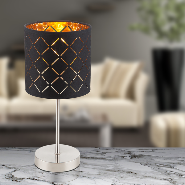 Tischleuchte Clarke - Webstoff / Aluminium - 1-flammig