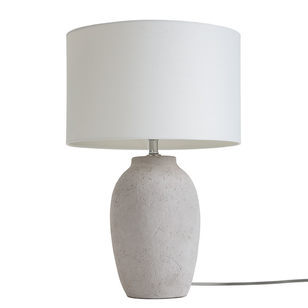 Tischleuchte Lanta - Leinenstoff / Beton - 1-flammig